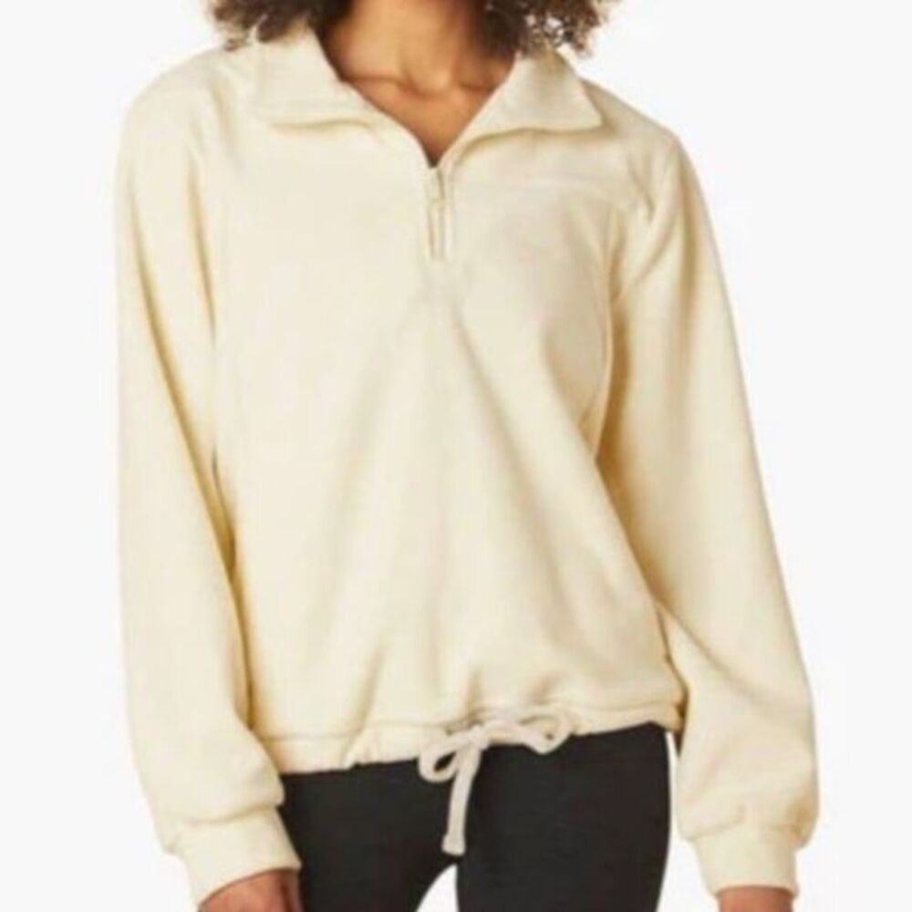 Victoria's Secret PINK Pastel Butter Yellow 1/4 Zip Sweatshirt Small